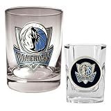NBA Dallas Mavericks Rocks Glass & Square Shot Glass Set - Primary Logo