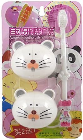 2 Cat Toothbrush Holders Lady Wall Bathroom - Flips Open Toothbrush Holders