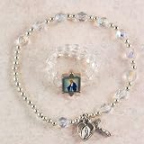 Miraculous St. Mary Mother of God Birthstone Stretch Crystal April Bracelet & Ring Set, Carded