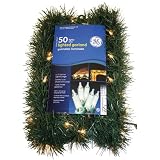 Good Tidings 84606 Garland Green Pine Roping 50 GE Clear Lights - 3-1 2-Inch by 12-Foot