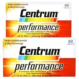 Centrum Performance Multivitamin & Minerals Plus Ginseng & Ginkgo Biloba Supplement  - 60 Tablets