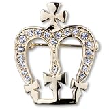 Pugster Elegant Golden Crystal Crownes Brooch Pin