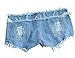 VIGVOG Women Low Waist Rivet Denim Short Aysm Hem Hot Night Pant