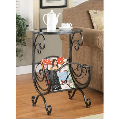 Coaster Metal and Glass Accent Table, with Storage