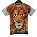 FaPlus Men's Fashion Lifelike 3D Print Lion Short Sleeve T-Shirts XL,Brown