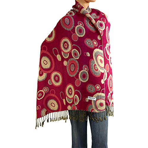 Falari Women's Multi-Circle Woven Pashmina Shawl Wrap Scarf 80