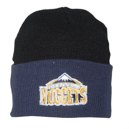 Adult NBA Denver Nuggets Warm Ski & Skate Roll Up Beanie / Winter Hat - One Size Fits All - Black & Blue
