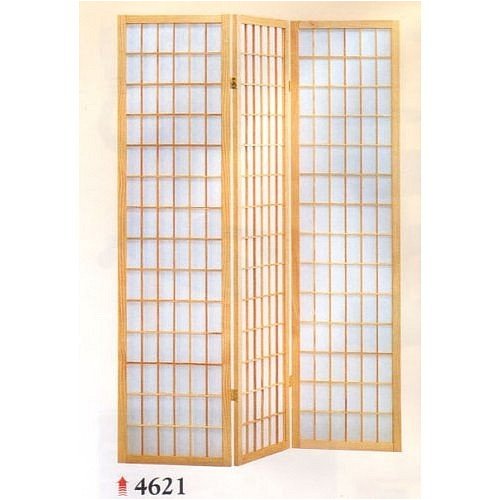 Kitchen: 3 Panel Natural Color Wood Shoji Screen / Room Divider