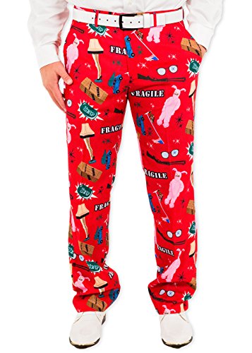 Men's A Christmas Story Leg Lamp Fragile Holiday Suit Pants in Red By Festified