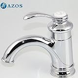 AZOS 洗面器の蛇口 黄銅製 銀色 単穴 台付 冷熱混合水栓 MPDKZ035