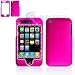 Hot Pink Rubber Feel with White Diamonds Snap-On Cover Hard Case Cell Phone Protector for Apple iPhone i-Phone 3G