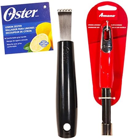 Lemon Zester with Channel Knife and Apple Corer Baking Set (One Oster Zesting Tool, One Amana Apple Corer)