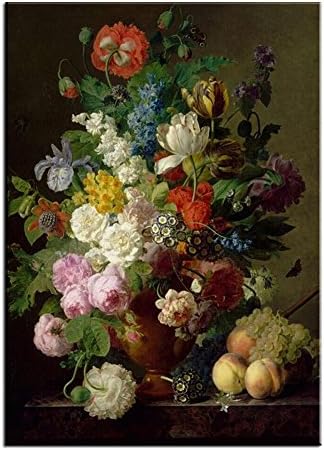 Haokuo DIY Oil Painting Paint By Number Kit Wall Art Canvas Paint Theme--Flower Basket (Bloomy Flower 7042)