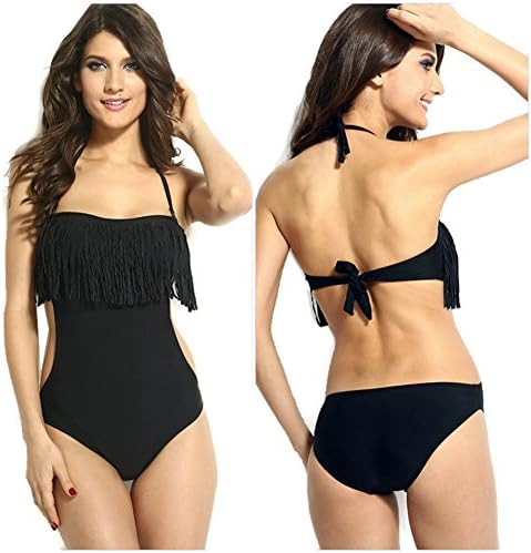 PEEYOO Womens Halter Tassel Sexy Slim Swimsuit Swimwear Size M