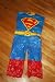 Vintage Vinyl Superman Costume Blue, Red, and Yellow dated 1976