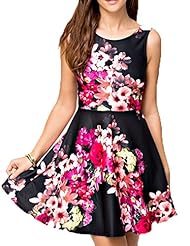 Floral Print Sleeveless Backless Prom Dress/Party Dress 