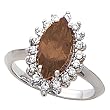 14K White Gold Smoky Quartz and Diamond Ring