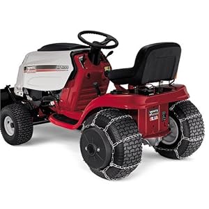 Click here to buy MTD 20 INCH x 7 INCH AND 20 INCH x 8 INCH LAWN AND GARDEN TRACTOR TIRE CHAINS by MTD.