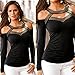 SunWard(TM) Women Printing Long Sleeve T-shirt (Small, White) (XLarge, Black)