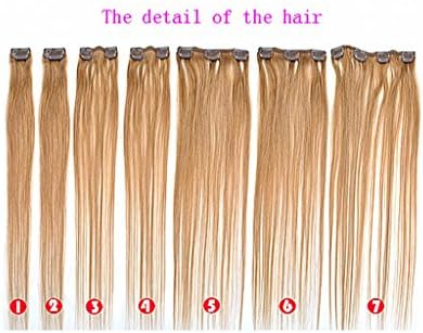 Beauty Wig World 20" 50cm 65g 7pcs full head clip in real indian human hair extensions one piece #1b/613-natural black/bleach blonde