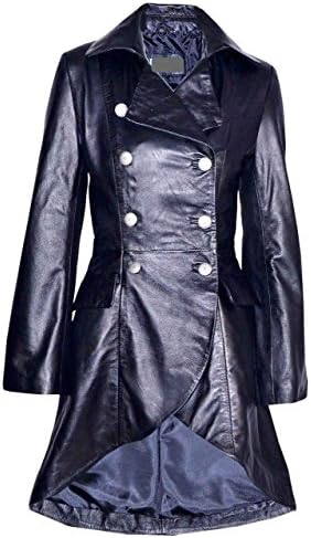 Ladies' Victorian Gothic Faux Leather Jacket Coat (S, Black)