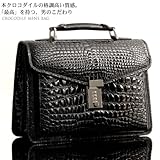 【財布】クロコダイルシャイニングメンズバッグ ブラック シルバー金具(No.3393s)【セール中】