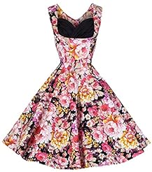 Vintage Cotton Floral Print Bubble Dress Flared-Skirt Prom Dress/Party Dress/Tunic 