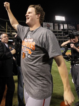 Texas Rangers v. San Francisco Giants, Game 5: Matt Cain of the San Francisco Giants Photographic Poster Print by Ronald Martinez, 12x16
