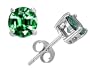 3.00 cttw 14K White Gold Plated 925 Sterling Silver Round 7mm Created Emerald Earring Studs