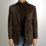 BGSD Men's Two-Button Patch-Pocket Washable Suede Leather Blazer - Regular