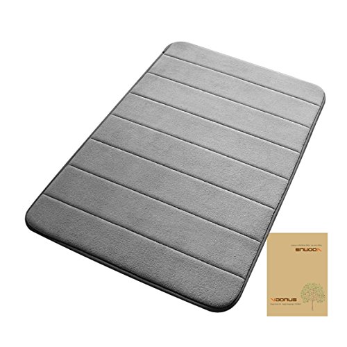 VDOMUS Non-slip bath mats memory foam bathroom mat soft coral velvet fabric Gray, 20"32"