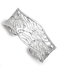 Sterling Silver Abstract Design 21mm Cuff Bangle