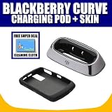 Blackberry Curve 8300, 8310, 8320, 8330 Charging Pod + Black Silicone Skin with Exclusive FREE Complimentary Super Deal Micro Fiber Cleaning Cloth