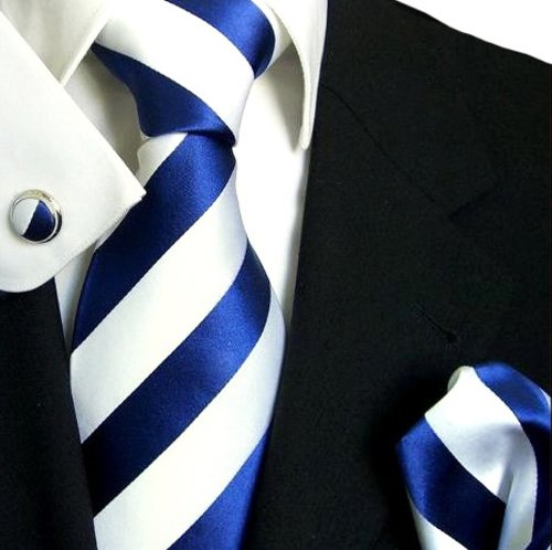 Krawattenset 3tlg 100% Seide blaue Krawatte + 