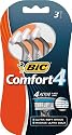 BiC Comfort 4 Quadruple Blade Mens Disposable Shaver Blister of 3