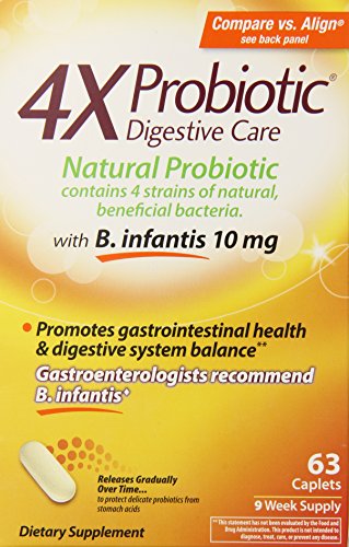 4X Pro-B Digestive Care Natural Probiotic Supplement, 63 Count 4X Pro-B Digestive Care Natural Probiotic Supplement, 63 Count