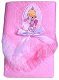 Precious Moments Embroidered Appliqued Baby Shawl - Pink