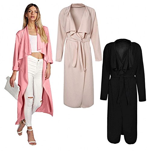 Doreen Ladies Long Sleeve Duster Jacket Belted Trench Coat Long Top