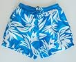 Mens Swim Trunks with Adjustable Elastic Drawstring Waist and Board Short Style Front, 2 Inseam Slit Pockets and Back Patch Pocket. Mesh Lined. Blue Leaves in Sizes S(28-30) - XL(40-42)