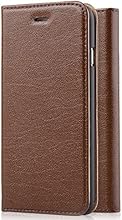 [Genuine Leather] [Apple New iPhone 6 (4.7) Wallet Case]- iXCC &reg; [Book Style] [Stand Feature] [Classic Vintage Style] Premium Ultra Slim with STAND Flip Cover , Protective Soft Genuine Leather Folio Wallet Cover Case - for Apple iPhone 6 4.7 Inch Late 2014 Model [Brown]