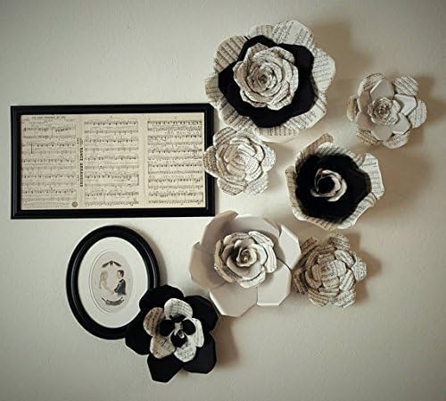 Sheet Music Flowers - Silver and Black Decor - Chuppah Wedding Arch Decoration - Giant Wall Flowers - Nursery - Studio Flowers - Photo Props