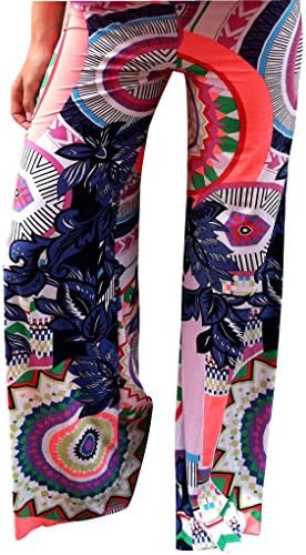 Women's Stylish Fold-Over Wide Leg Palazzo Pants Paisley Print Summer Trousers
