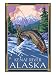 Fly Fishing Scene, Kenai River, Alaska Giclee Poster Print, 18x24
