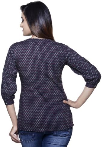 Akkriti Womens Indian Ethnic Printed Pintuck Casual Kurta Tunic Aubergine X-Small