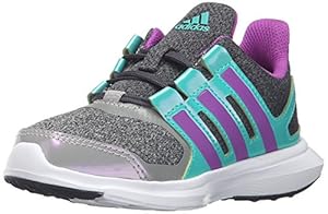 adidas Performance Girls' Hyperfast 2.0 K Running Shoe, Dark Grey Heather/Shock Purple/Shock Mint, 12.5 M US Little Kid
