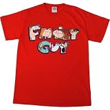 Family Guy Characters in Logo Men's T-Shirt, X-Large