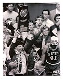 Jim Valvano NC State w/Trophy B&W 8x10 Photo
