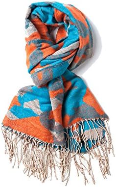Montreal Camo Camoflage Orange,Turquoise, and Beige Scarf