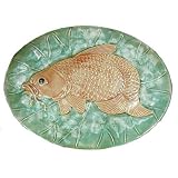 Ceramic Carp Fish Oval Tray Platter - Symbol of Prosperity by Reorient
