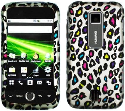 Black Silver Purple Pink Blue Colorful Leopard Rubberized Snap on Design Hard Case Faceplate for Huawei Ascend M860